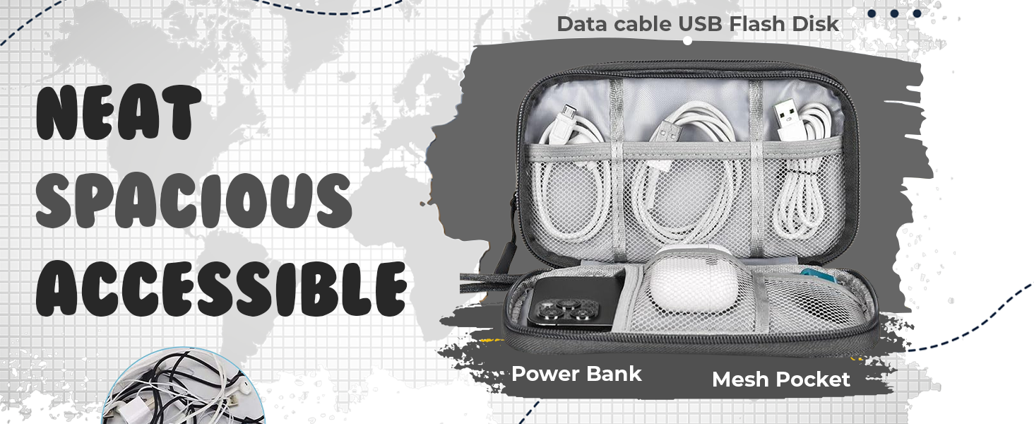 SaleOn 8.3x5 Inch Portable Storage Organizer for cables, charger, power bank & digital gadgets.