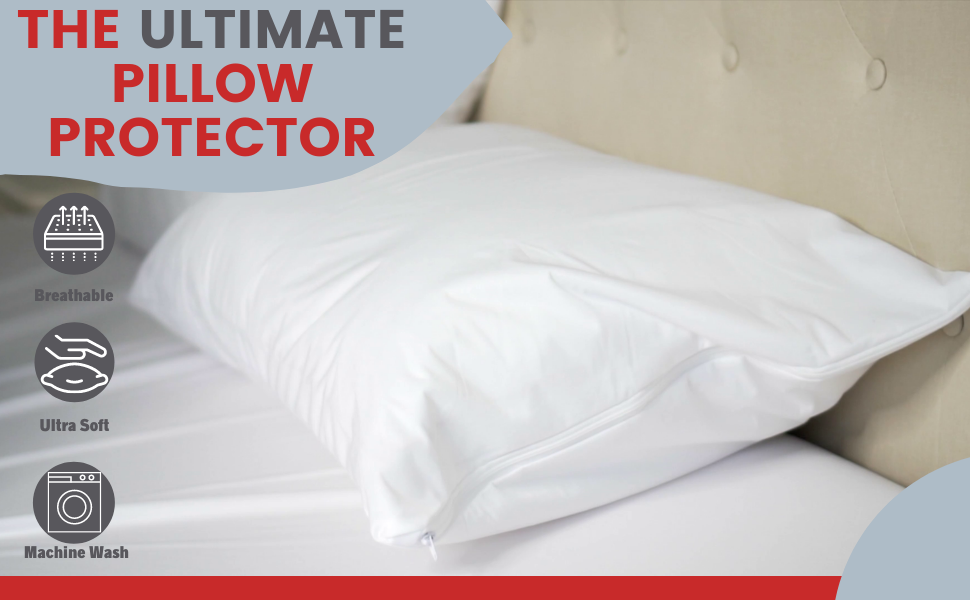 Guardmax Waterproof Pillow Protector Standard Size Zippered Bed Bug