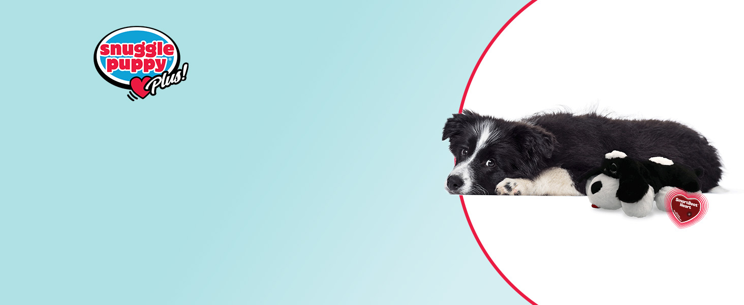 Snuggle Puppy Plus Dog Toys with 3 Heat Packs & New Motion Activated RealFeel Heartbeat. Puppy Toys for Anxiety Relief, Calming Aid, and Dog Comfort Toy for Behavioral Training (Black & White) 27 image 9