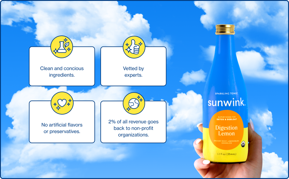Sunwink Sparkling Digestion Lemonade Tonic 12Pack Non