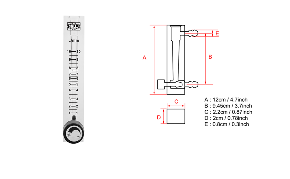 Gas Flowmeter LZQ7 Flowmeter 220LPM Flow Meter with Control Valve for