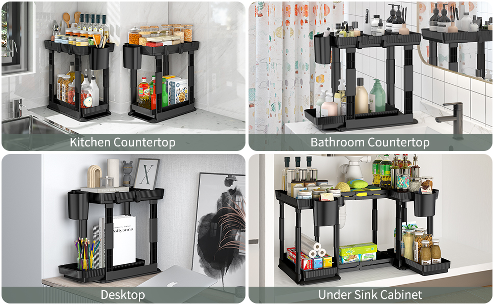 Expandable Under Sink Organizer and Storage 2 Pack, 2 Tier