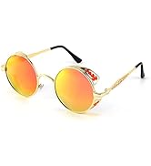 FEISEDY Retro Steampunk Polarized Sunglasses Round Mental Frame Gothic Shades Design Men Women B2820