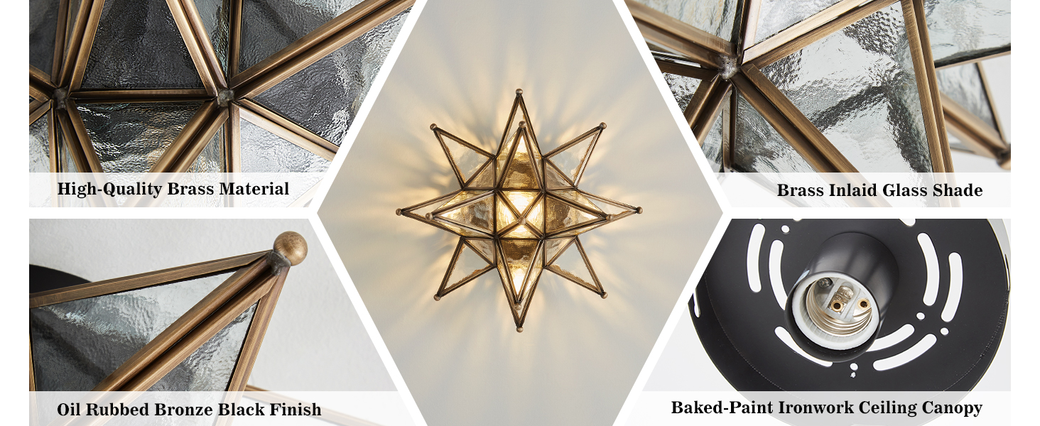 Bronze Moravian Star Vintage Ceiling Light rixture