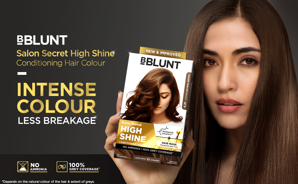BBLUNT Salon Secret High Shine Conditioning Hair Colour to reduce breakage Coffee Natural Brown 4.31