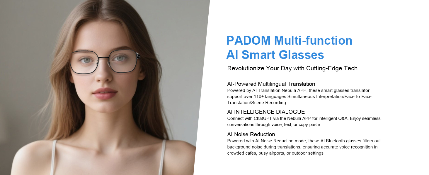 smart AI glasses for women & men, multi-function tranlator glasses for men & women