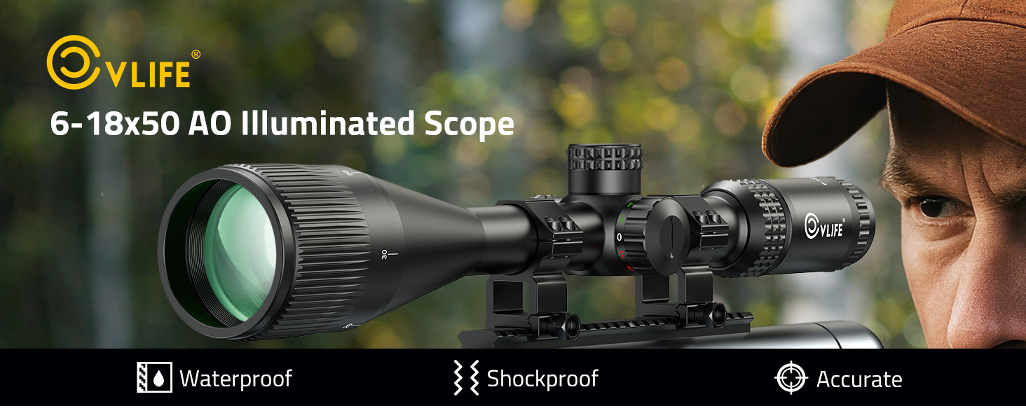 CVLIFE JackalHowl 6-18x50 AO Rifle Scope for Hunting