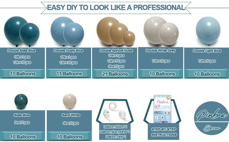 dusty blue tan balloon garland