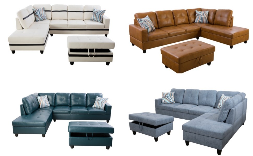 SIENWIEY Sectional Sofa with 2 Pillows, Living Room