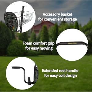 Hose reel cart, water hose cart, hose cart with wheels, extra-large hose reel