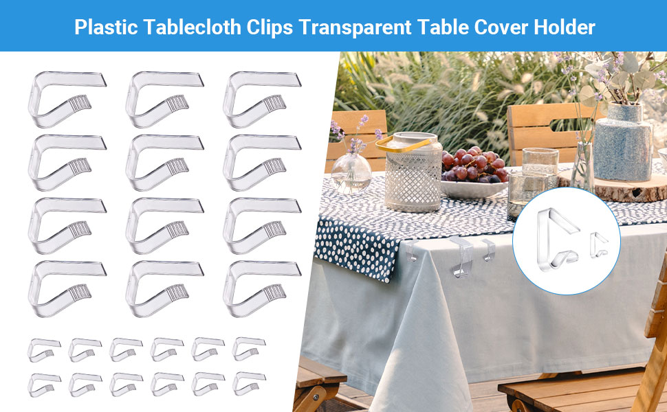 Plastic Tablecloth Clips, Transparent Clear Table Cloth