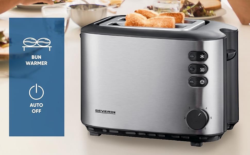 SEVERIN Automatic toaster 850 W, compact toaster 2 slots up to 2 slices
