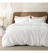 Bedsure King Size Duvet Cover Set - Brushed Microfiber Bed Cover Set with Zipper Closure, White Q...