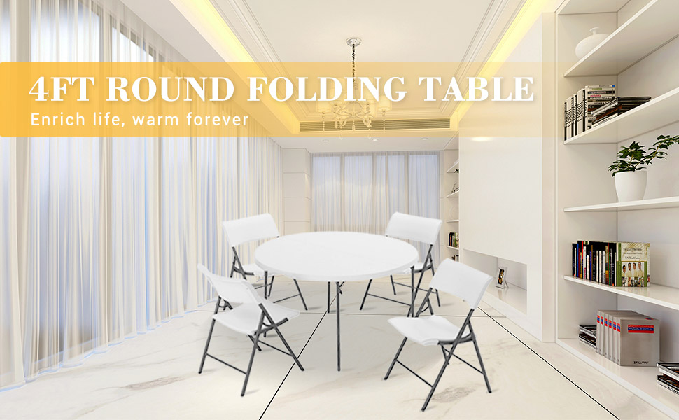 round folding table 48in round card plastic folding table 4 foot large folding circle table kitchen