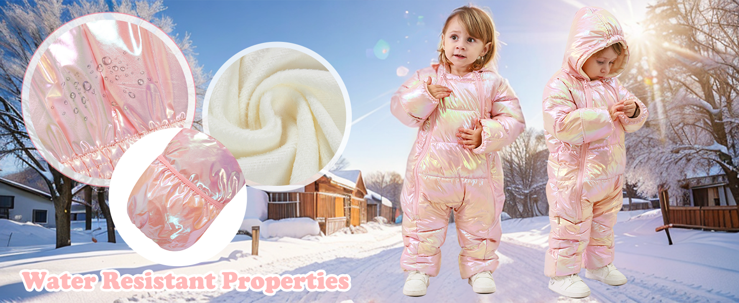 Baby Girls Boys Snowsuit Double Zipper One Piece Snow Suit Toddler Winter Clothes