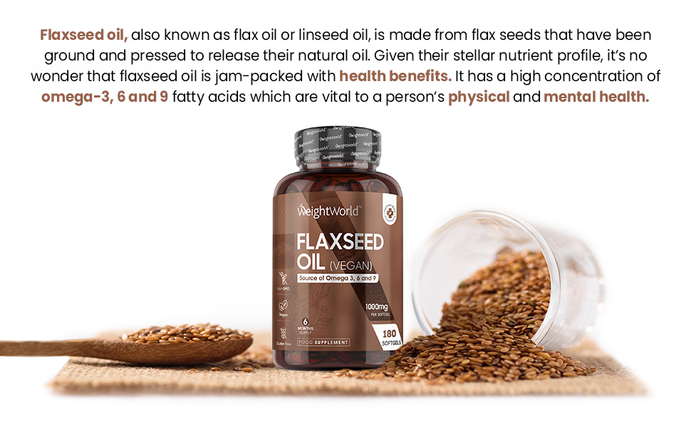 Cold Pressed Flaxseed Oil Capsules Softgels 1000mg 180 Flaxseed Oil