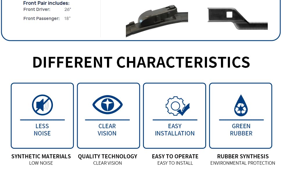 Besuto 26" 18" Wiper Blades Replacement for Audi A3, RS3, S3, VW Golf, Tesla Model 3