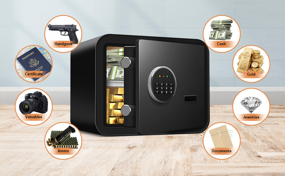 0.8 Cu ft Fireproof Small Safe Box for Money, Digital Home Security