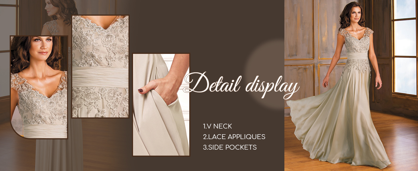 Vestidos de madre de la novia con apliques de encaje floral para boda, vestidos de noche formales de gasa de corte A