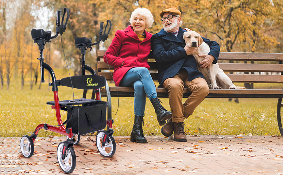 WINLOVE Upright Rollator Walkers for Seniors Stand Up