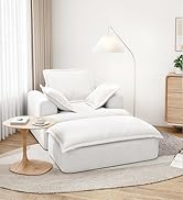 LIKIMIO 50" Oversized Chaise Lounge Sofa Bed, Recliner Chair with Ottoman for Living Room, Small ...