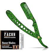 Facón Straight Razors for Men - Professional Barber Straight Edge Razor Kit with 100 Blades, Clas...