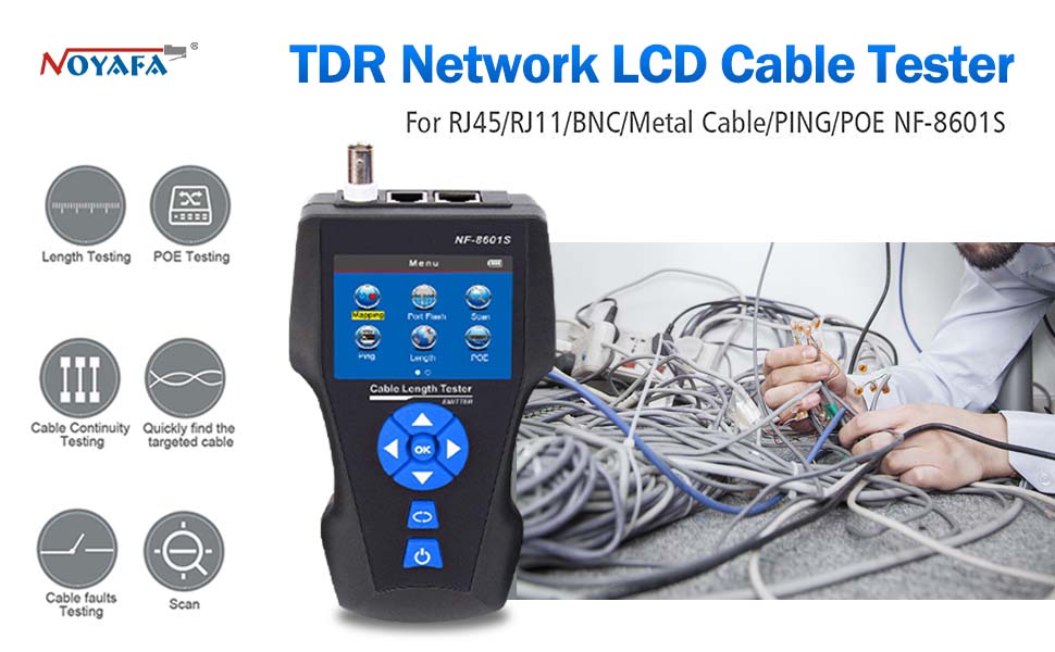 NOYAFA Network Cable Tester, NF8601S TDR Multifunction LCD Tracer for