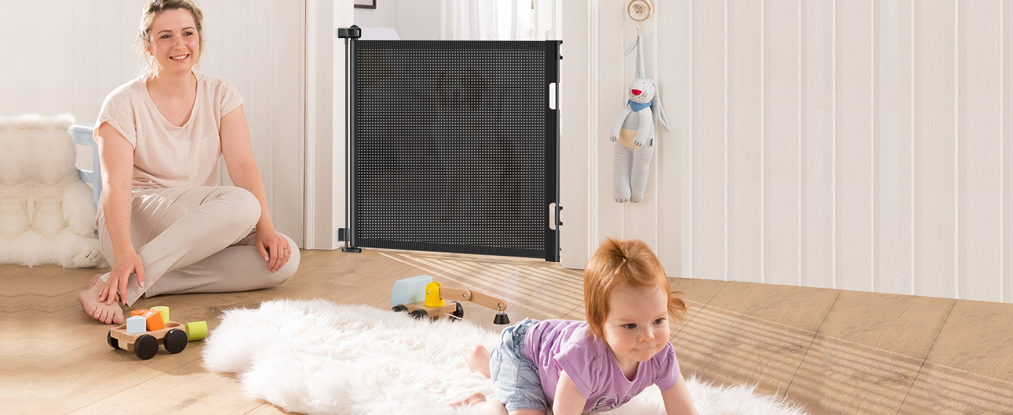 55 inch Retractable Baby Gates, EZIGO Extra Wide Baby Gate