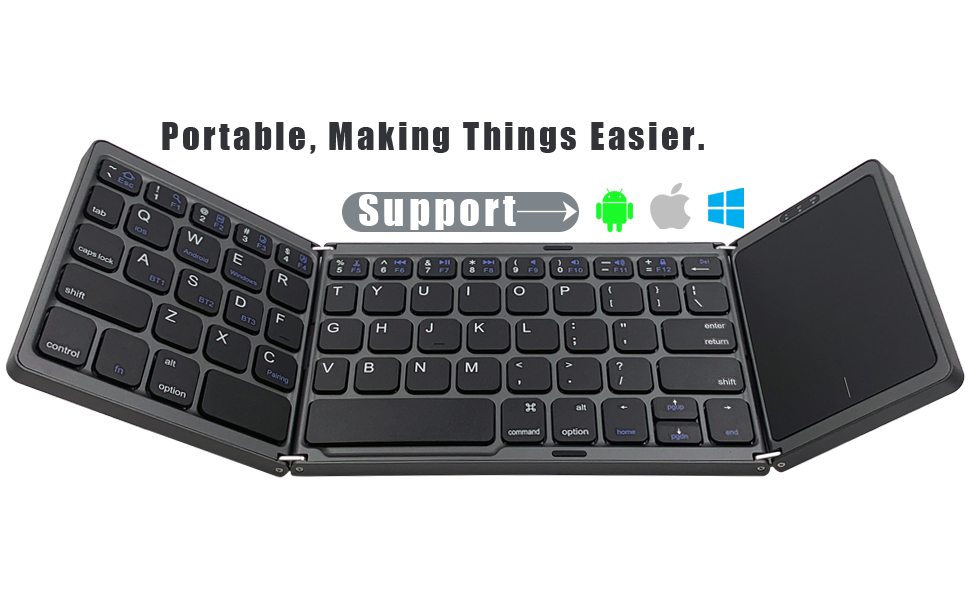 ORZ Foldable Bluetooth Keyboard with Touchpad Rechargeable