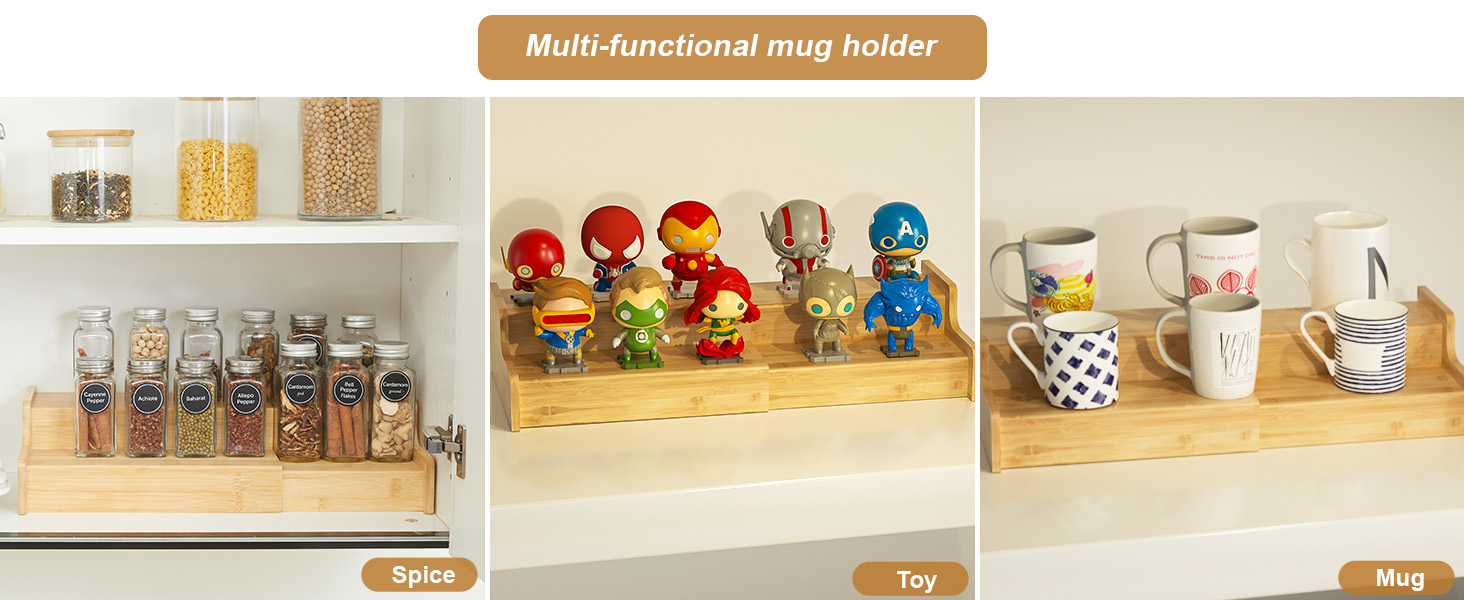 Coffee Mug Organizers and Storage, Kitchen Cabinet Shelf Organizer,Expandable shelf organizer