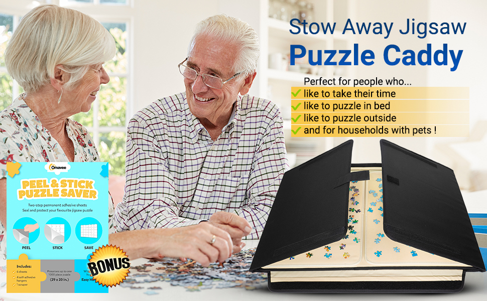 OMAVEE Stow Away Jigsaw Puzzle Caddy Premium Storage Puzzle Case
