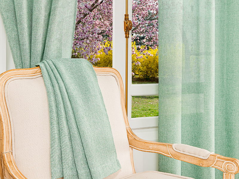 Tony's collection Natural Faux Linen Curtains, Sage Green