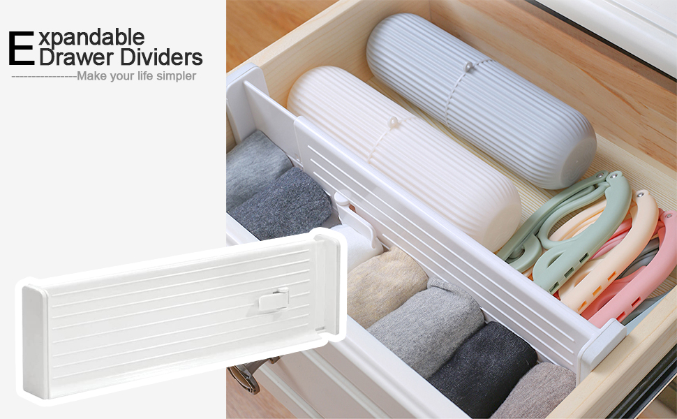 WEIKA Drawer Dividers, 4 Pack Adjustable Drawer Organiser, Expandable