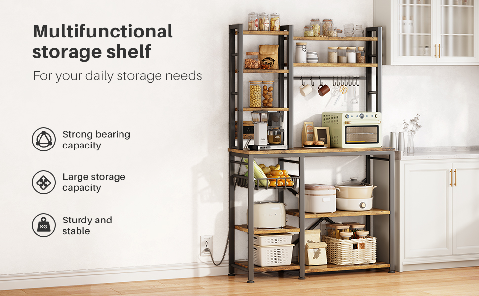 Bakers Rack for Kitchen 35.4" Coffee Bar Microwave Stand