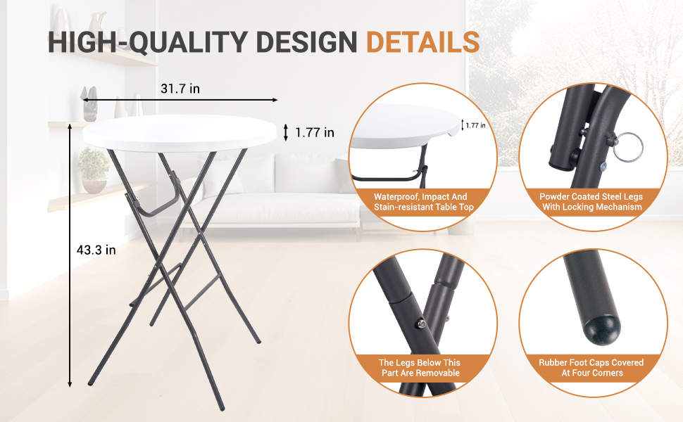 cocktail high top table round folding for parties bar height portable banquet plastic table