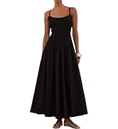 GRMLRPT Women Spaghetti Strap Maxi Dress Sleeveless Scoop Neck Smocked Ruffle Tiered Elastic Long...
