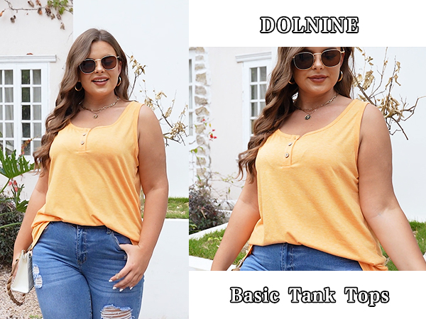 DOLNINE Womens Plus Size Sleeveless Tank Tops Summer Casual