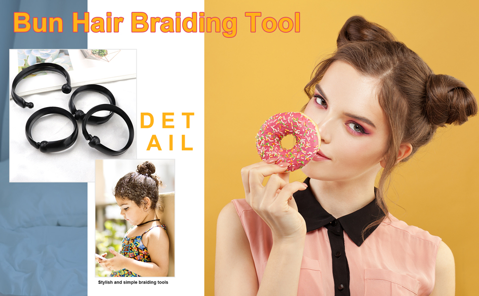 QMSILR 2 set of 4 Bun Hair Braiding Tool
