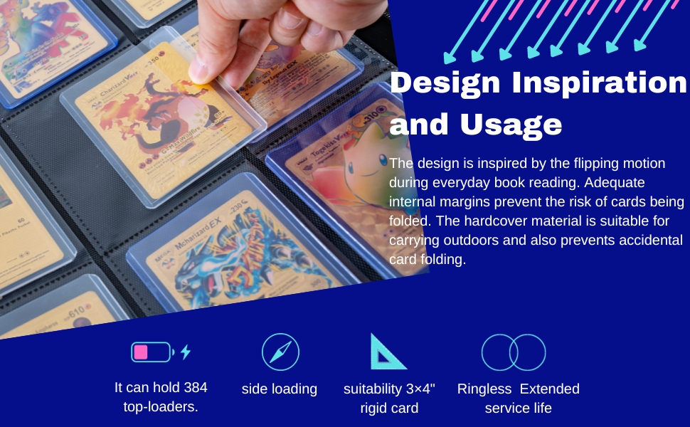 KUOOKING Toploader Binder, Holds 384+ Top Loaders for Cards