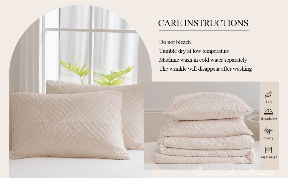 LAVACHEY Beige Comforter Set Queen, Boho Tufted Design Bedding Comforter Sets 3