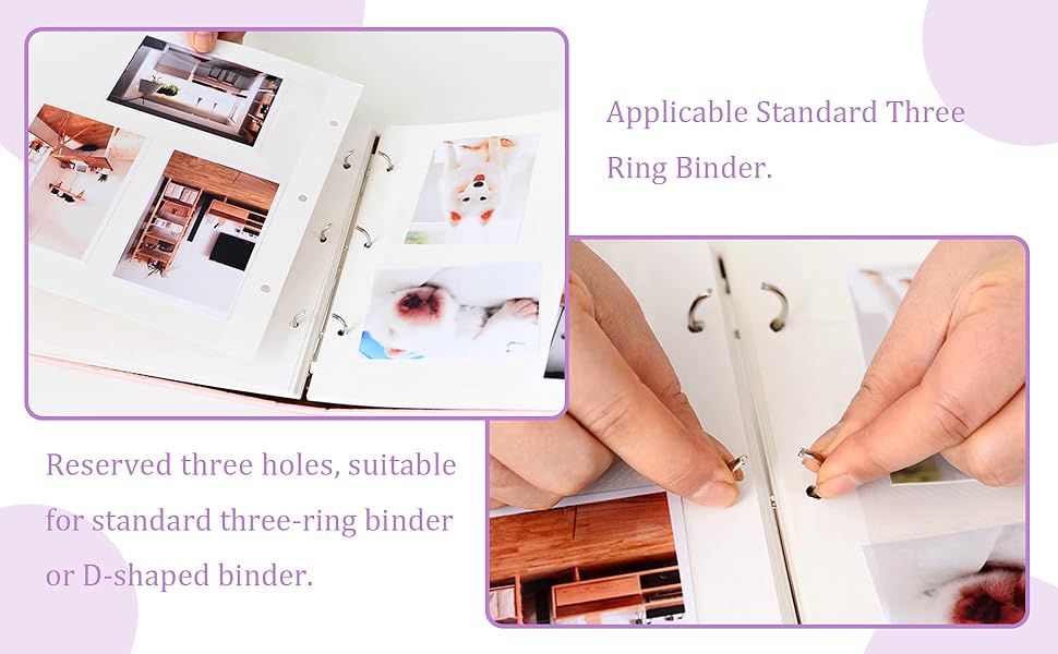 15 Sheets Photo Album Self Adhesive Pages for 3 Ring Binder Photo
