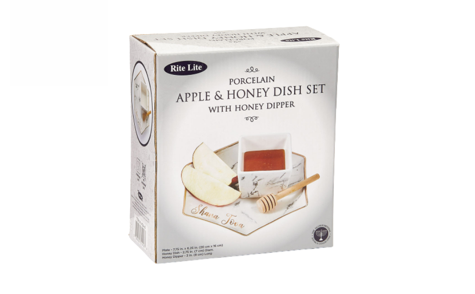 Rite Lite Hexagon Shaped Porcelain Apple & Honey Dish Set
