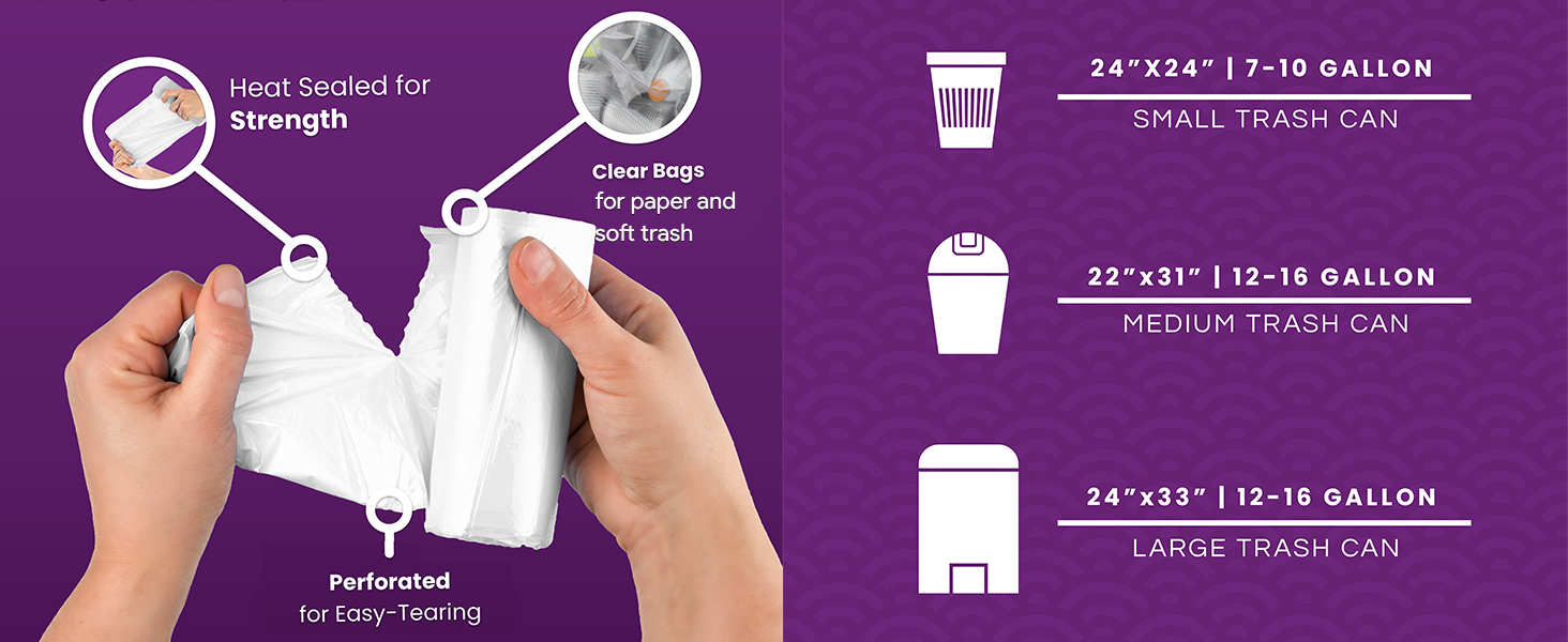 13 Gallon Clear Trash Can Liners, 250 Count 24" x 32