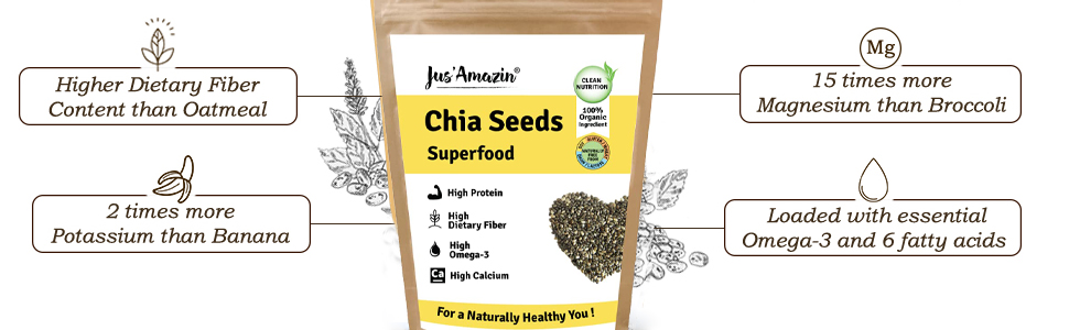 Jus' Amazin Organic Chia Seeds (250g) , SPN-MX9E8