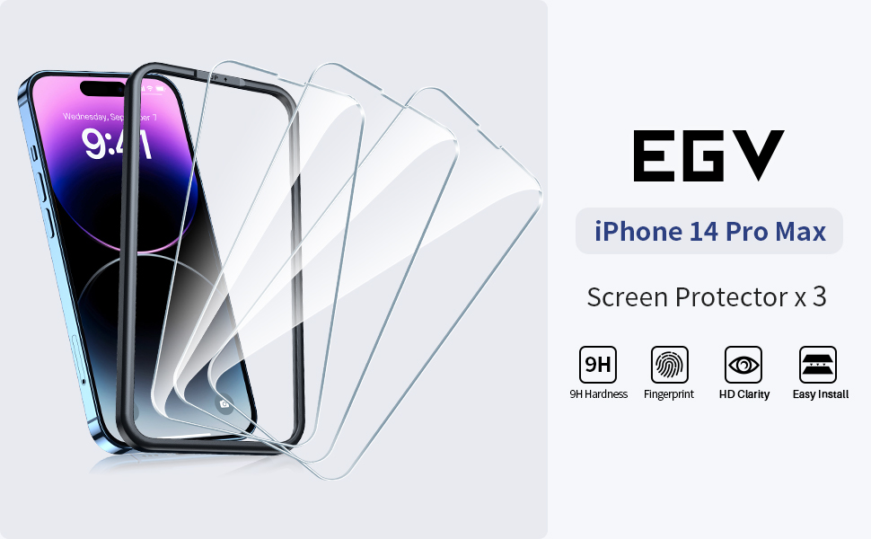 [3 Pack] EGV 3 Pack Screen Protector for iPhone 14 Pro Max 6.7 inch