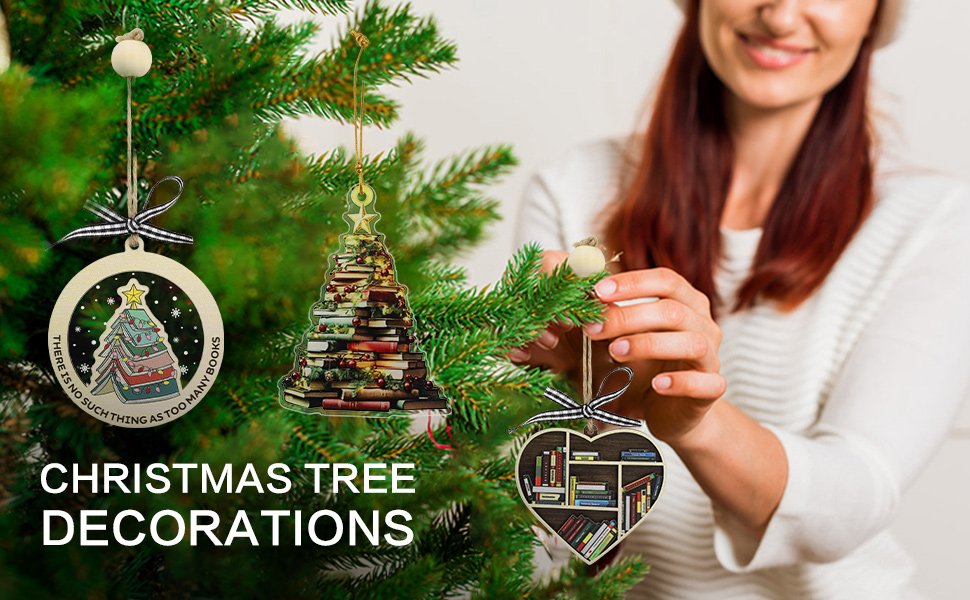 MUOYID Flat 2D Christmas Book Tree Ornament, DoubleSided