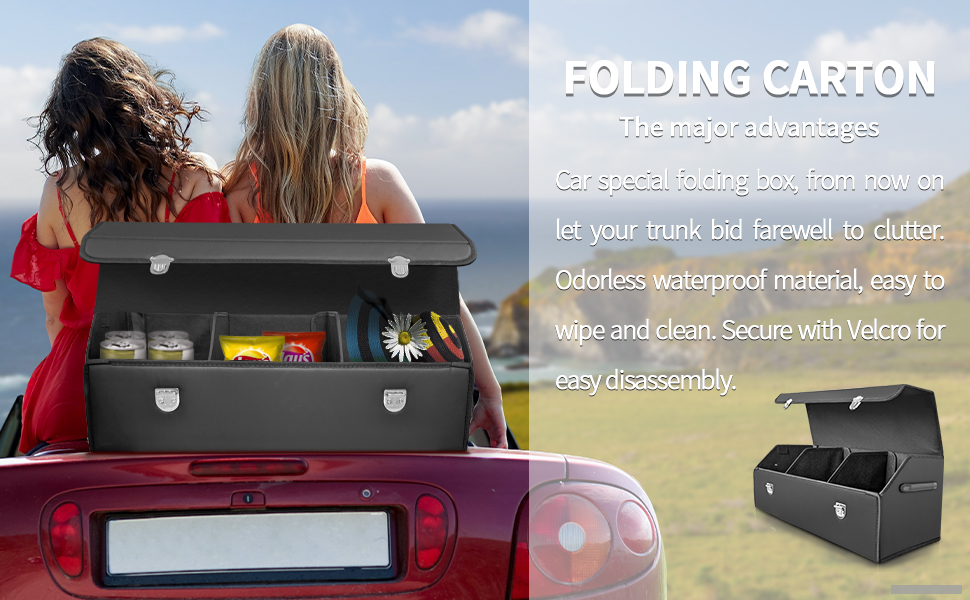 Car Storage Box,30 inches Leather Collapsible Car Trunk