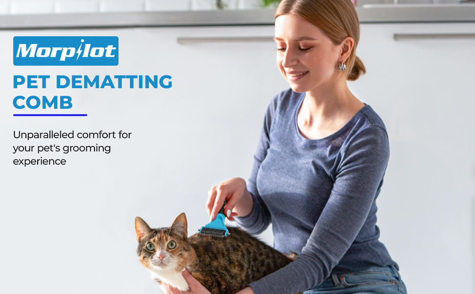 Morpilot Dog Grooming Brush, Dog Dematting Comb Tool, Cat Comb 23+12 Double Sided Teeth Blade