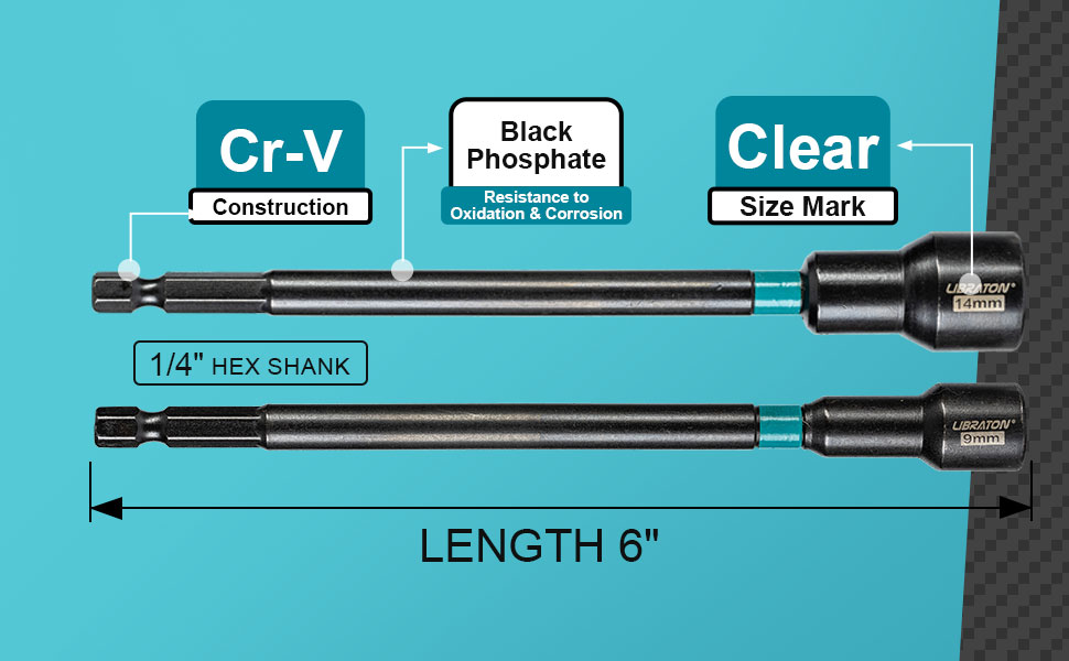 Libraton 8PCS Nut Driver Set, Long Nut Drivers