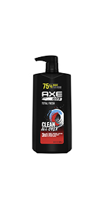 AXE TOTAL FRESH 3-IN-1 SHAMPOO + CONDITIONER + BODY WASH, 28 OZ